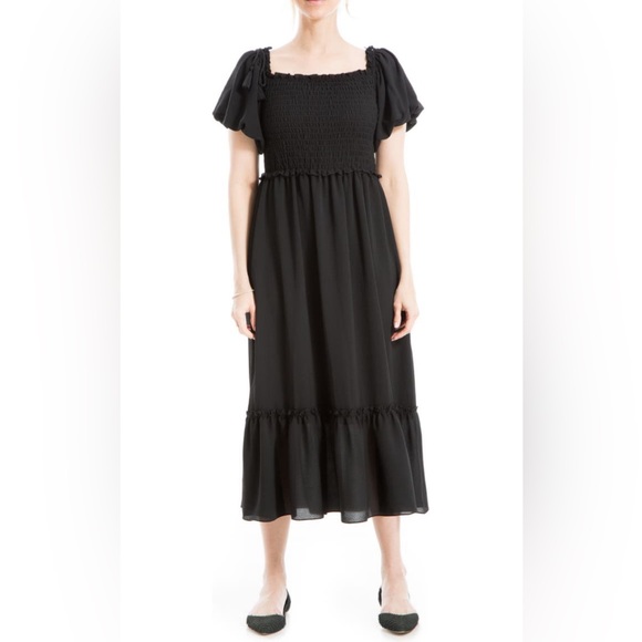 Max Studio Dresses & Skirts - NWT MAX STUDIO Puff Sleeve Smocked Tassels Puff Sleeves Midi Dress in Black